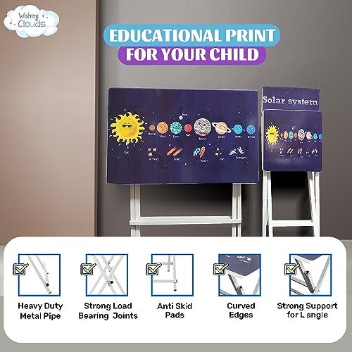 Wishing Clouds Playnest Kids Study Table with Chair, Kids Table and Chair Set, Study Table and Chair for Kid 3-10 Years (Design - Universe) - Image 2