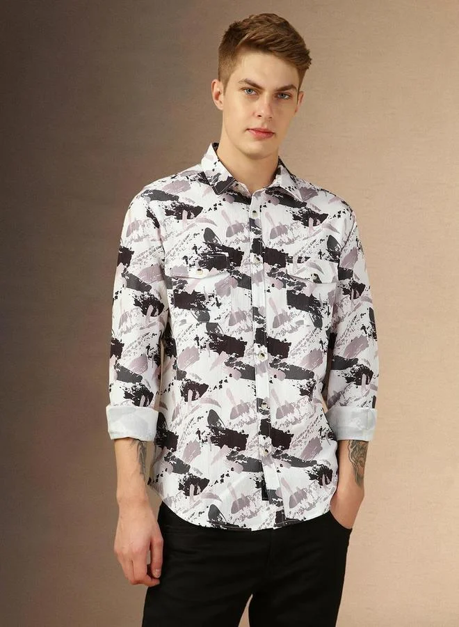 Dennis Lingo Dennis Lingo Printed Long Sleeves Casual Shirt