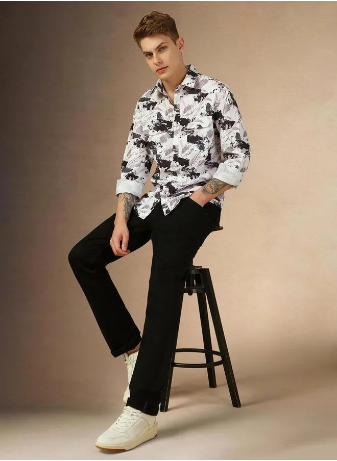 دينيس لينغو Printed Long Sleeves Casual Shirt by Styli