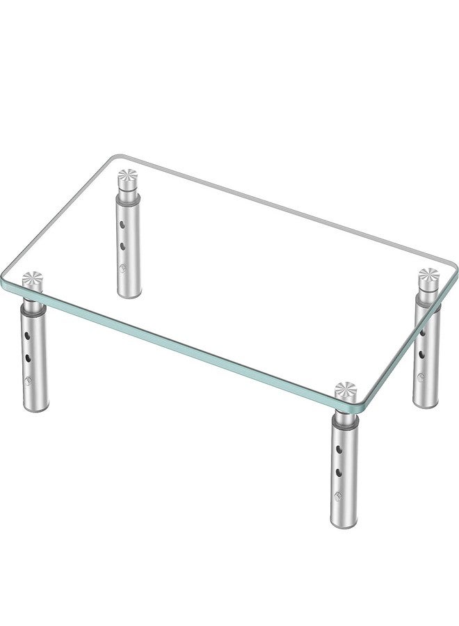 Hemudu Monitor Stand -3 Adjustable Height Monitor Riser, Computer Monitor Stand, Desktop Organizer, Monitor Stand Riser for PC, Computer, Laptop Clear - Image 1