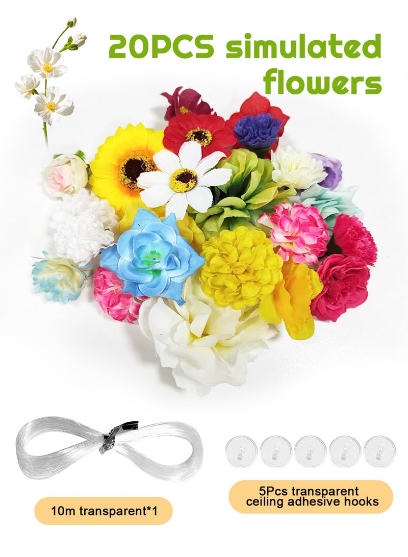 هومار كيت 26PCS مجموعة الزهور المعلقة الاصطناعية مع ستائر DIY، والطفو والسقف ديكور لحفلات أعياد الميلاد وحفلات الزفاف - Image 2