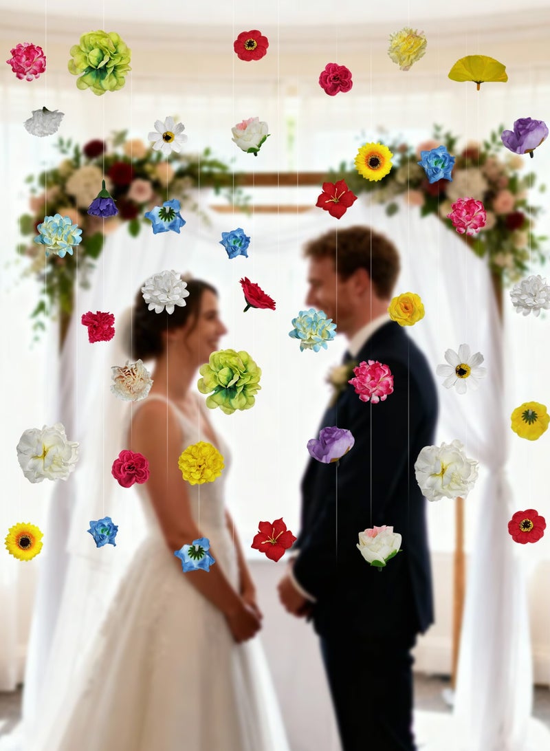 هومار كيت 26PCS مجموعة الزهور المعلقة الاصطناعية مع ستائر DIY، والطفو والسقف ديكور لحفلات أعياد الميلاد وحفلات الزفاف - Image 4