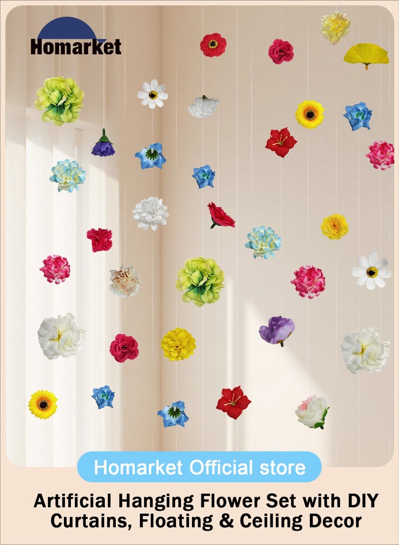 هومار كيت 26PCS مجموعة الزهور المعلقة الاصطناعية مع ستائر DIY، والطفو والسقف ديكور لحفلات أعياد الميلاد وحفلات الزفاف - Image 1
