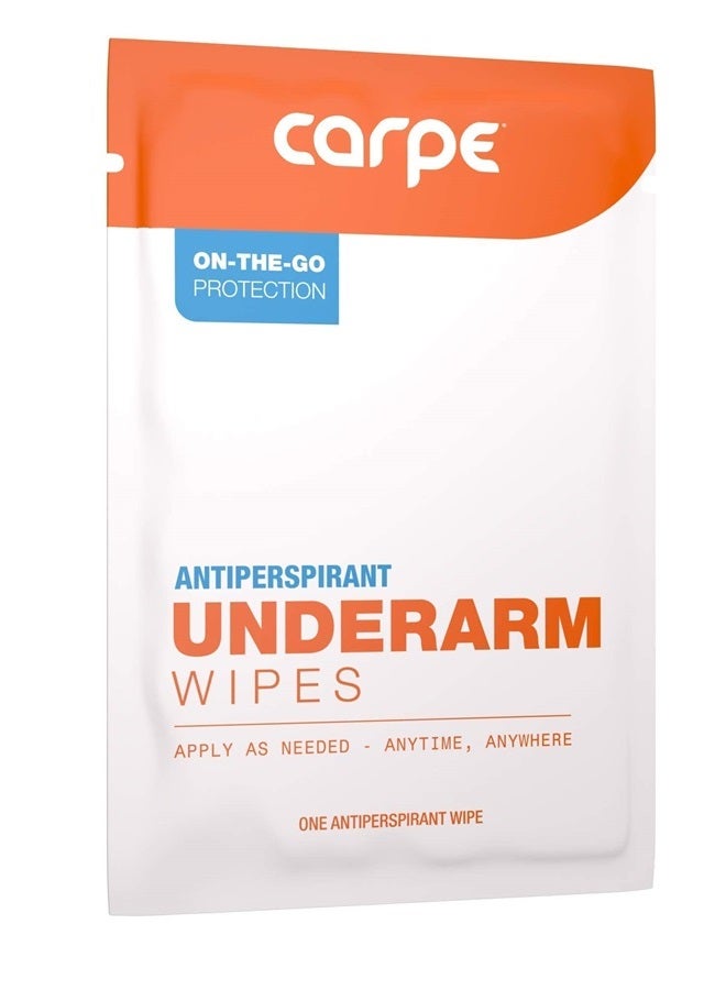 Carpe Antiperspirant Underarm Wipes for Sweat Blocking, Deodorizing, and Cleansing When You're On the Move - 15 Residue Free, Individually Wrapped Wipes - Clean and Refreshing Scent - Image 4