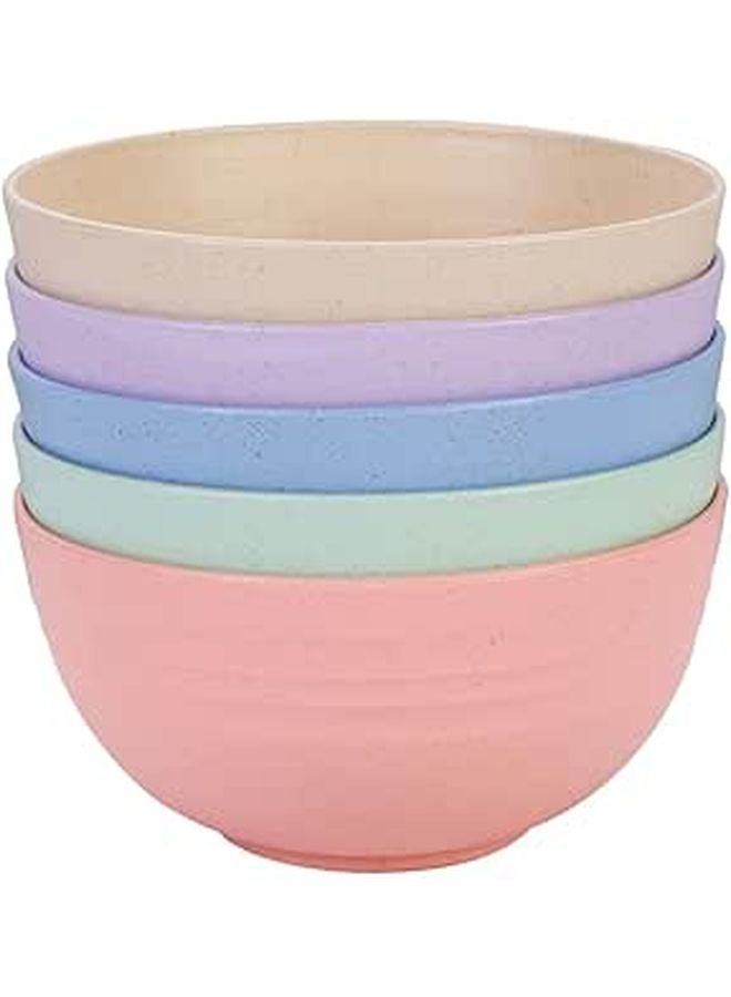 Wheat Straw Microwave Safe Soup Bowls Set 5pcs Nordic Style 13 2cm - Image 1