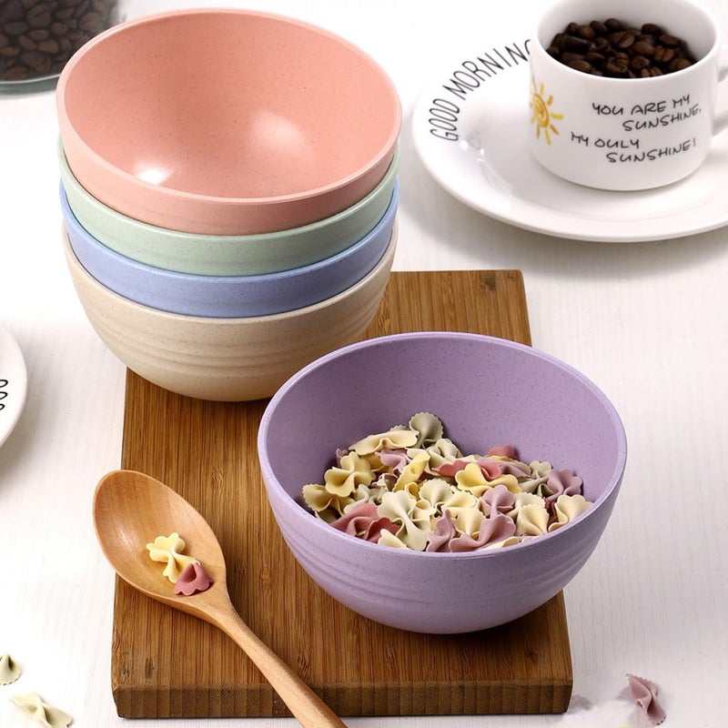 Wheat Straw Microwave Safe Soup Bowls Set 5pcs Nordic Style 13 2cm - Image 4