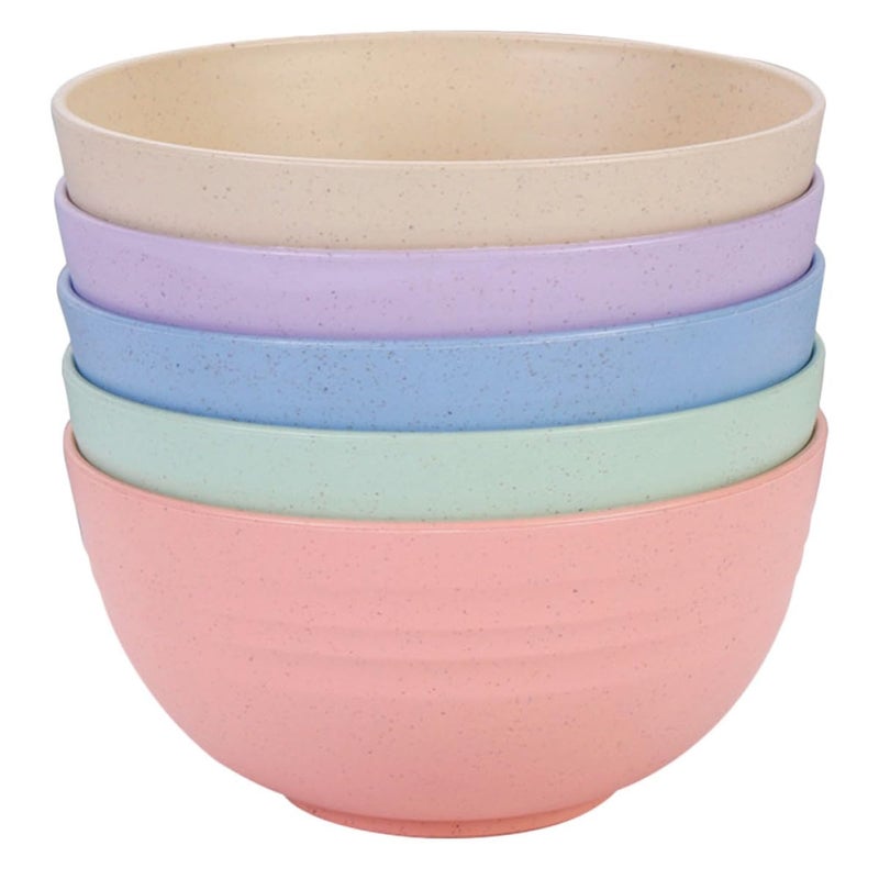 Wheat Straw Microwave Safe Soup Bowls Set 5pcs Nordic Style 13 2cm - Image 2