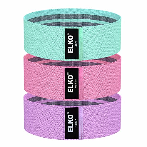 ELKO Fabric Resistance Band - Loop Hip Band for Women & Men for Hip, Legs, Stretching, Toning Workout. Mini Loop Bands for Glutes, Squats Exercise Usable in-Home & Gym (Set of 3) (Set of 3) - Image 1
