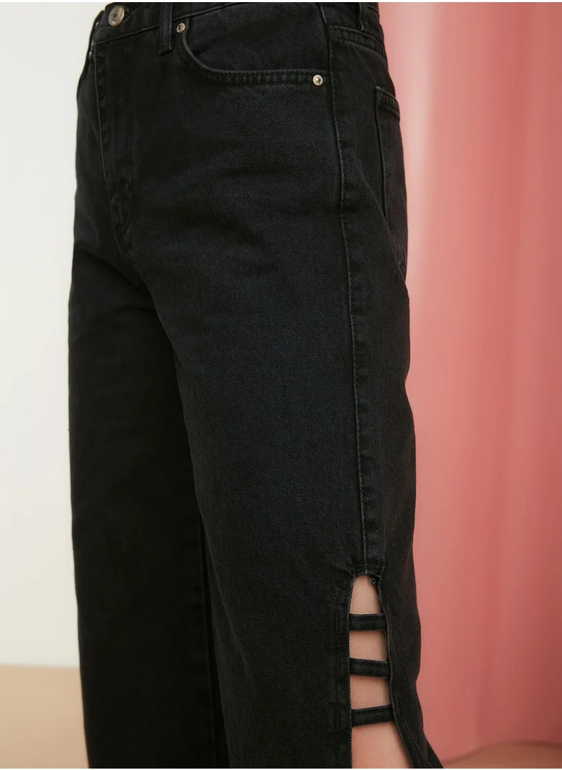 trendyol Side Split Straight Jeans