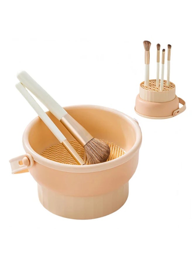 منظف ​​ومجفف فرش المكياج 2 في 1 - أداة تنظيف الفرش مع وظيفة التجفيف الدوراني - تنظيف عميق لفرش التجميل في ثوانٍ لتطبيق مكياج صحي - Image 1