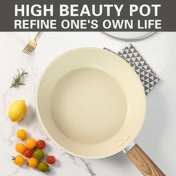 Nirvik 4-Hole Non-Stick Frying Pan | Ceramic Egg Frying Pan with Wooden Handle for Omelettes, Pancakes, and More – Durable Iron Cooking Pan for Kitchen, Easy to Clean (1 Pc) (White) - Image 5