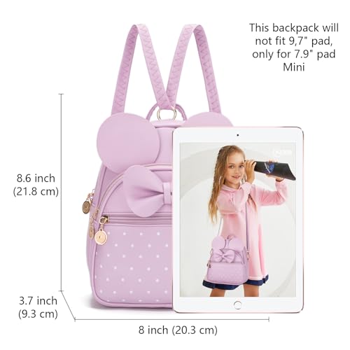 KL928 Girls Mini Backpack Bowknot Polka Dot Cute Small Daypacks Convertible Shoulder Bag Purse for Women - Image 2