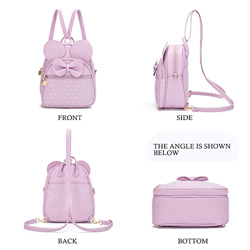KL928 Girls Mini Backpack Bowknot Polka Dot Cute Small Daypacks Convertible Shoulder Bag Purse for Women - Image 5