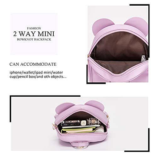 KL928 Girls Mini Backpack Bowknot Polka Dot Cute Small Daypacks Convertible Shoulder Bag Purse for Women - Image 4