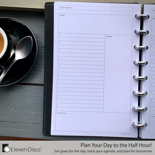 Eleven Discs Discbound Paper, Junior Size Undated Daily Agenda Sheets - Premium 120gsm Heavyweight Notebook & Planner Refills - 8 Discs, 5.5 x 8.5 in - Punched for Circa, Arc, TUL (50 Sheets) - Image 3