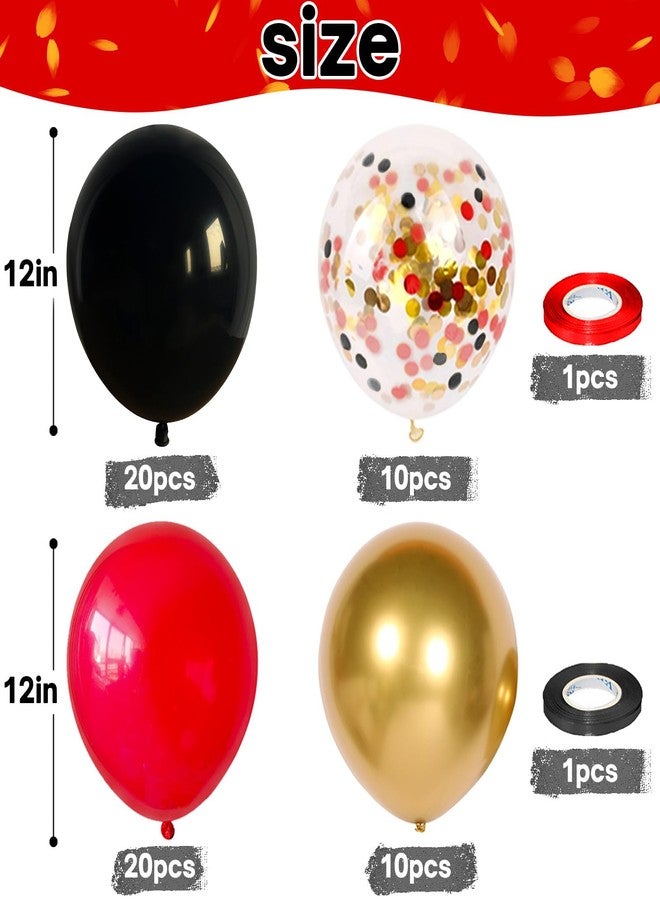Togvu Red and Black Balloon, 60 Packs 12 Inch Red Black and Gold Balloon, Black Red Balloons for Casino Theme Party Decorations Graduation New Year Party Birthday Decorations… - Image 2