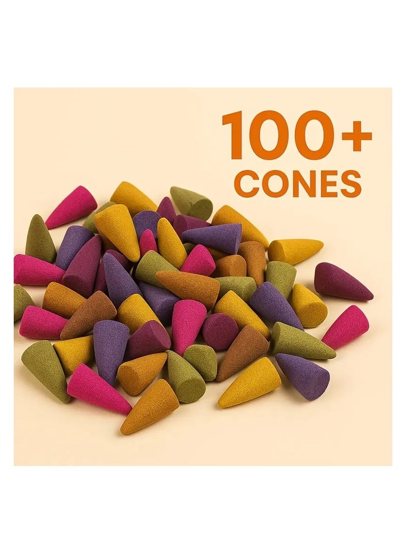 PARO OUD 100 قطعة من مخروط البخور اليدوي، رائحة عود الأجار، عبوة علبة معدنية بنمط رخامى | اليوغا والتأمل | تنقية الهواء للمنزل وغرفة النوم والمكتب | هدية مساعدة للاسترخاء والنوم | - Image 5