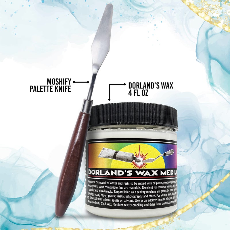 Moshify Jacquard Dorlands Wax 4fl oz - Cold Wax Medium Made in USA - Oil Painting - Watercolor Sealer - Bundled with Moshify Palette Knife - Image 2