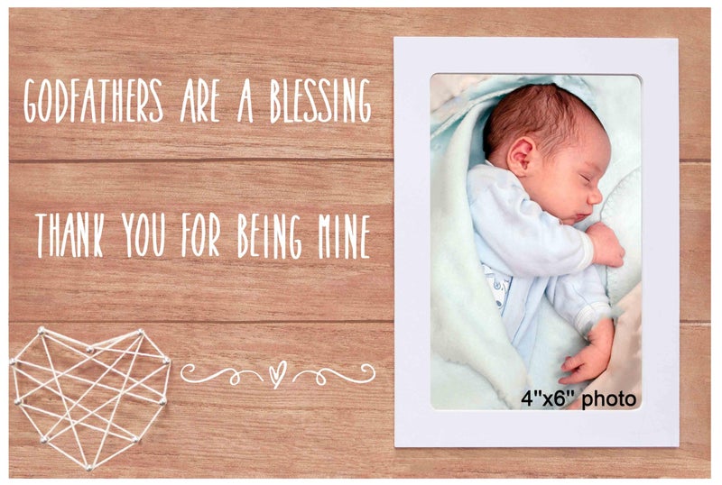 NZY Fathers Day Gift for Godfather from GodchildGodfather Appreciation PresentBaptism Blessing PresentsThank You for Being MineBirthday Christmas GiftsWooden Picture Frame Photo Frame