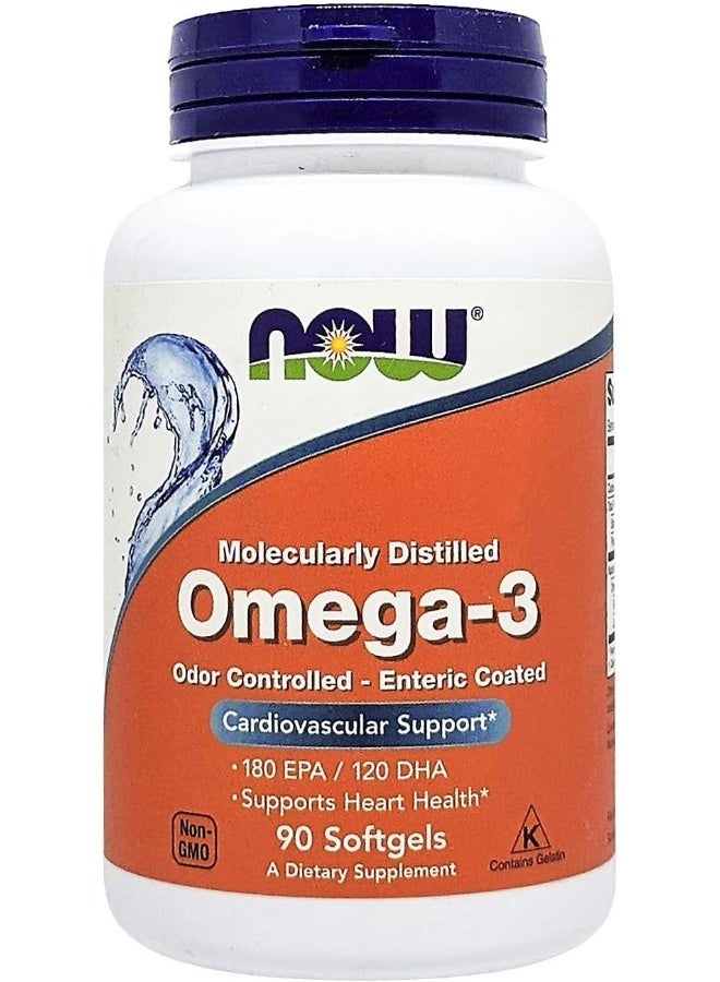 now Foods Omega-3 1000 Mg Enteric Coated/Deodorized 90'S Softgels - Image 2