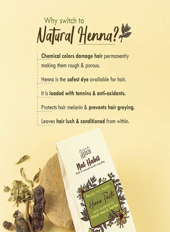 Nat Habit Ready to Apply Henna Paste & Brightning Ubtan Face Wash Combo For Men & Women Natural Glow, Rich Dark Brown Shade Suitable For All Hair & Skin Types (Combo Pack of 3) - Image 3