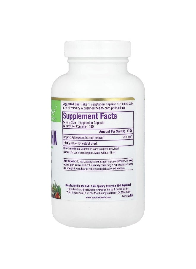 Paradise Herbs Paradise Herbs, Ashwagandha, 250 mg, 180 Vegetarian Capsules  - Image 2