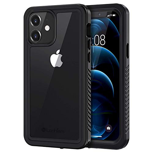Lanhiem for iPhone 12 Case, Waterproof Dustproof Shockproof Case with Built-in Screen Protector [Not for iPhone 12 Pro], Full Body Underwater Protective Cover for iPhone 12 6.1 inch -Black - Image 1