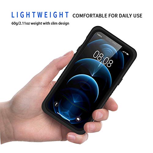 Lanhiem for iPhone 12 Case, Waterproof Dustproof Shockproof Case with Built-in Screen Protector [Not for iPhone 12 Pro], Full Body Underwater Protective Cover for iPhone 12 6.1 inch -Black - Image 3