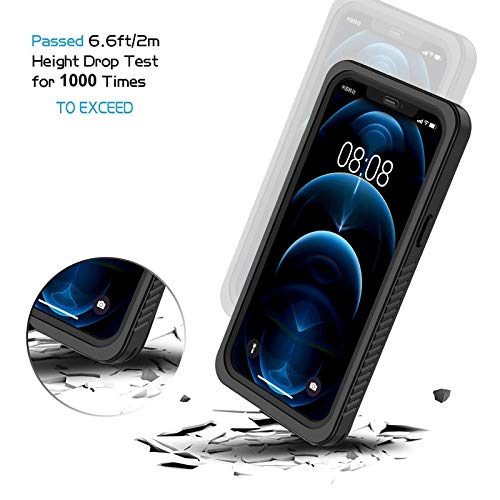 Lanhiem for iPhone 12 Case, Waterproof Dustproof Shockproof Case with Built-in Screen Protector [Not for iPhone 12 Pro], Full Body Underwater Protective Cover for iPhone 12 6.1 inch -Black - Image 5