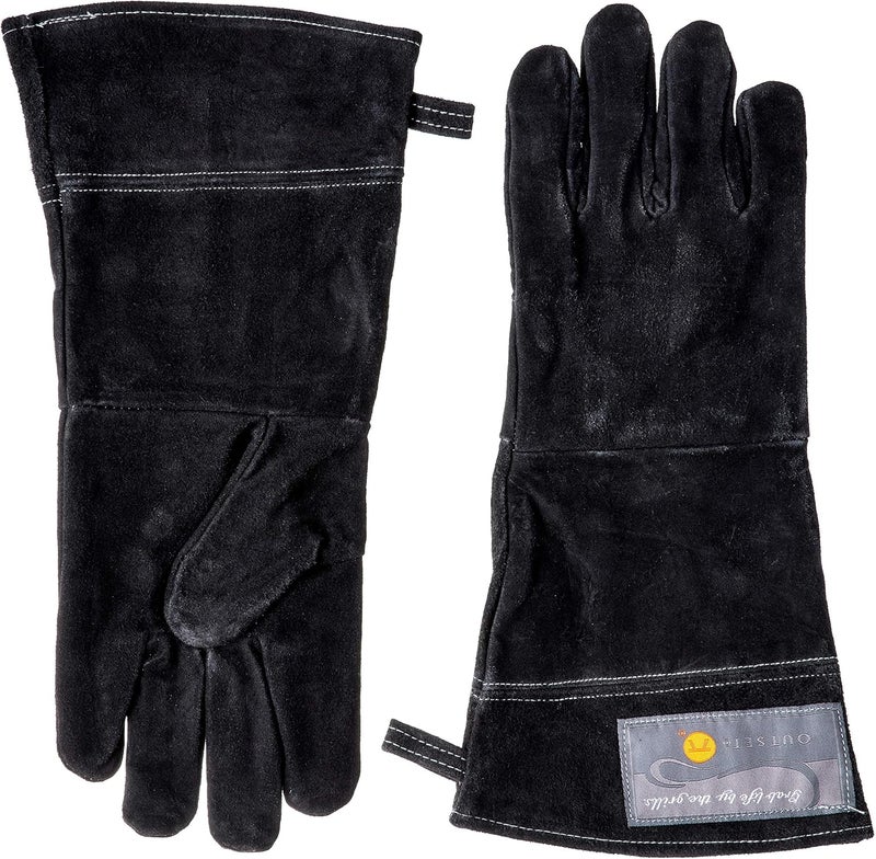 Outset 76604 Leather One-Size Grill Gloves, 15 inch, Black - Image 1