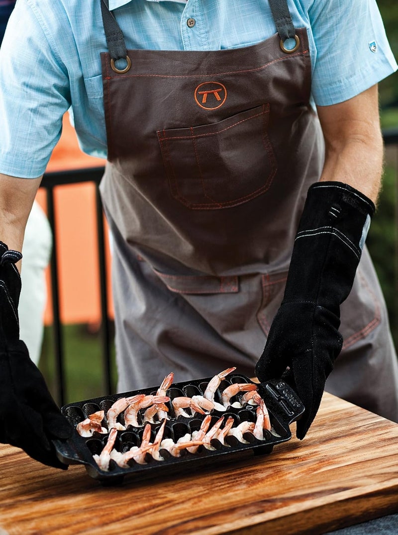 Outset 76604 Leather One-Size Grill Gloves, 15 inch, Black - Image 3