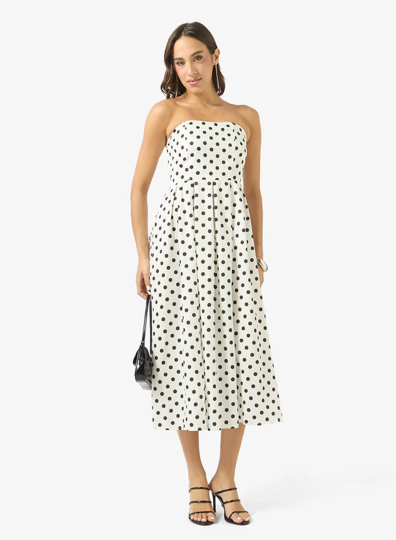 Ginger  Bandeau Polka Dot A Line Dress for Women | Best Price UAE