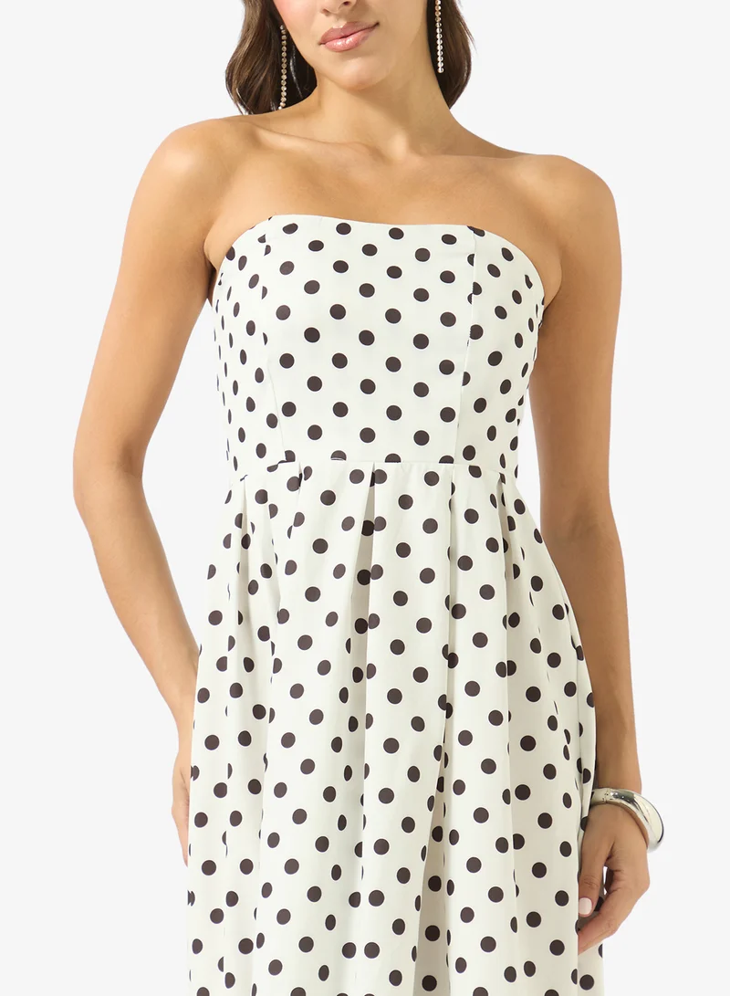 Ginger  Bandeau Polka Dot A Line Dress for Women | Best Price UAE