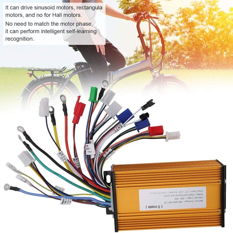 Folany E‑Bike Speed Motor, 48V, 60V, 64V, 72V Universal Brushless Controller, 1000W-1500W Motor Controller, Three‑Mode Sinusoid 12 Tube E-Bike Brushless Motor Controller for Electric Bicycle Scooter - Image 4