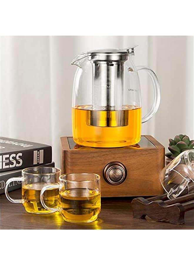 Tea Pot with Infusers for Loose Tea, Glass Teapot for Stovetop, Clear Borosilacate Glass Tea Pot with Infuser and Lid, Heat Resistant, Gifts for Tea Lovers, 1000 ml/35 oz  - Image 2