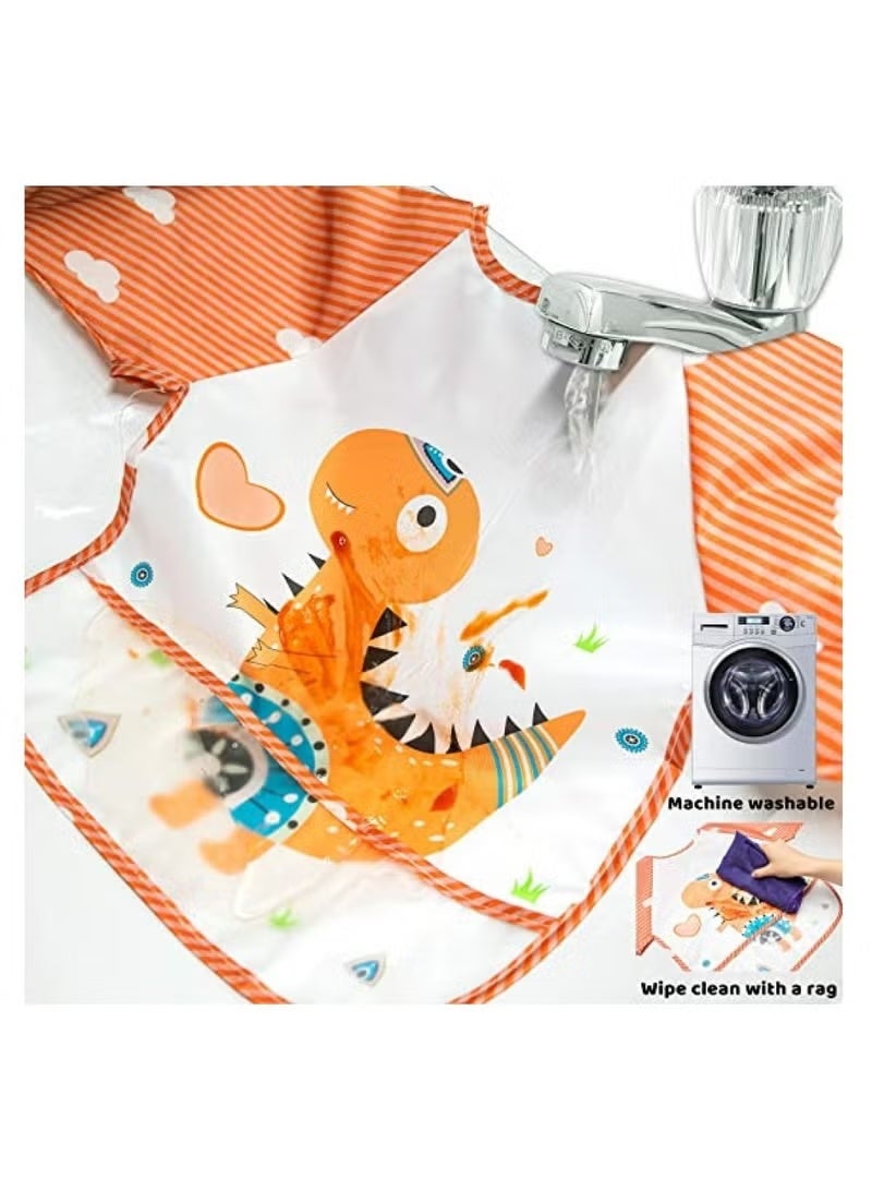 Set of 3 Waterproof Baby Feeding Bibs with Sleeves - Adorable and Unique Designs for Infants and Children from 6 Months to 3 Years Old - Image 3