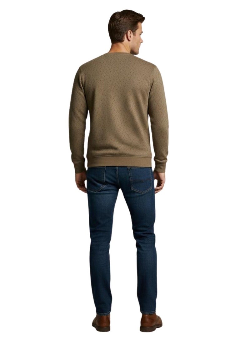 Pavone Taupe Crew Neck Slip On Sweatshirt - Image 3