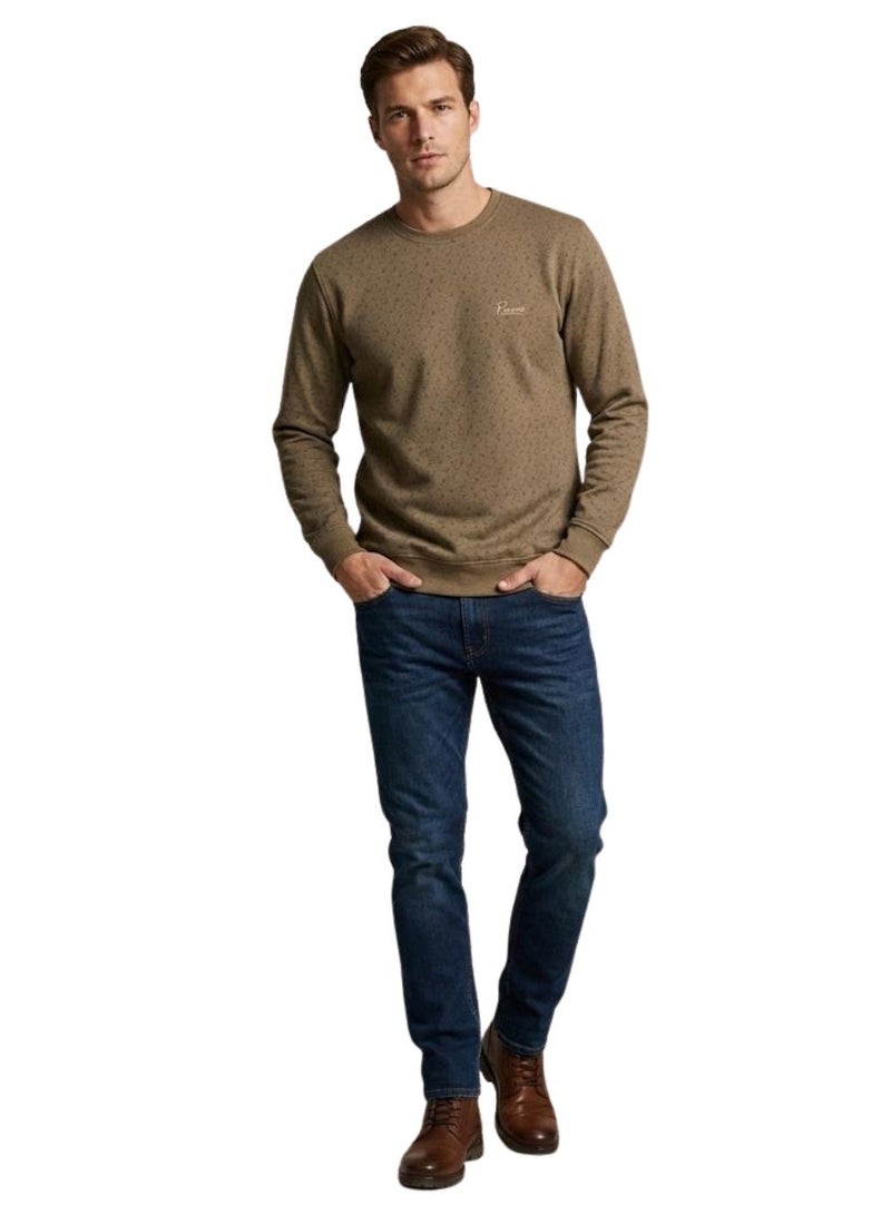 Pavone Taupe Crew Neck Slip On Sweatshirt - Image 1