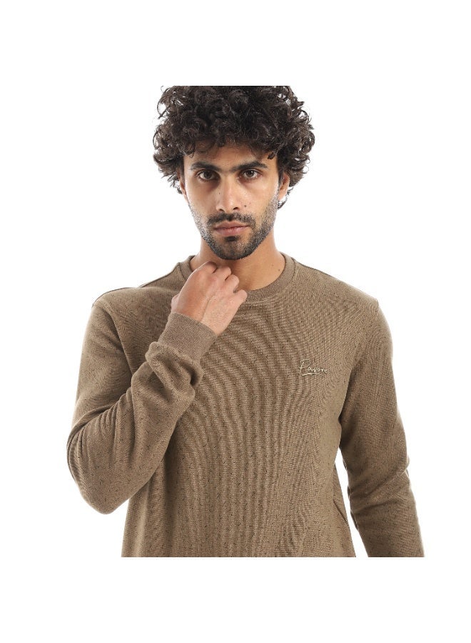 Pavone Taupe Crew Neck Slip On Sweatshirt - Image 4