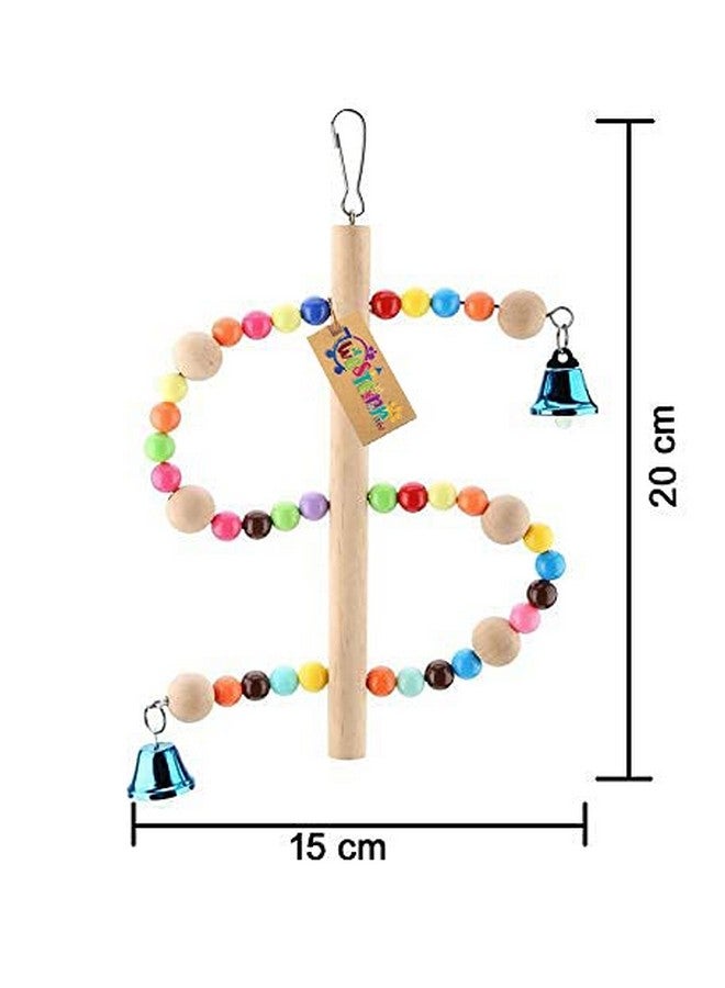 Western Era Playful Natural Wood Bead Swing Toy For Birds - Image 3
