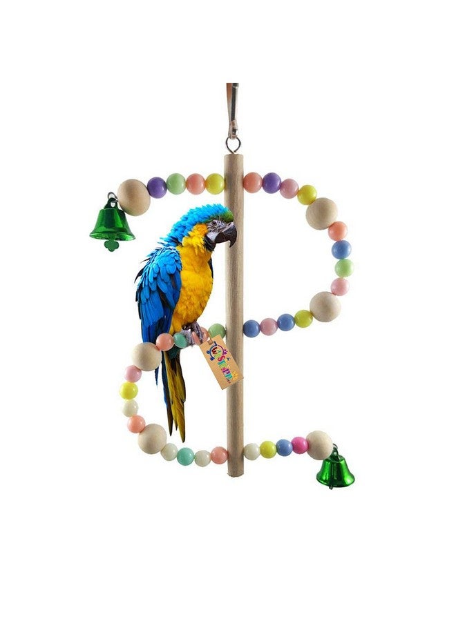 Western Era Playful Natural Wood Bead Swing Toy For Birds - Image 1