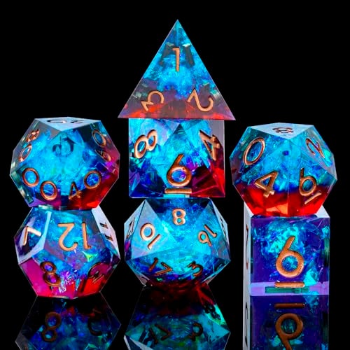 YEMEKO Sharp Edge DND Dice Set Handmade 7 Accessories Dice for Dungeons and Dragons TTRPG Games MultiSided RPG Polyhedral Resin Sharp Edge Dice Roleplaying Games - Image 1