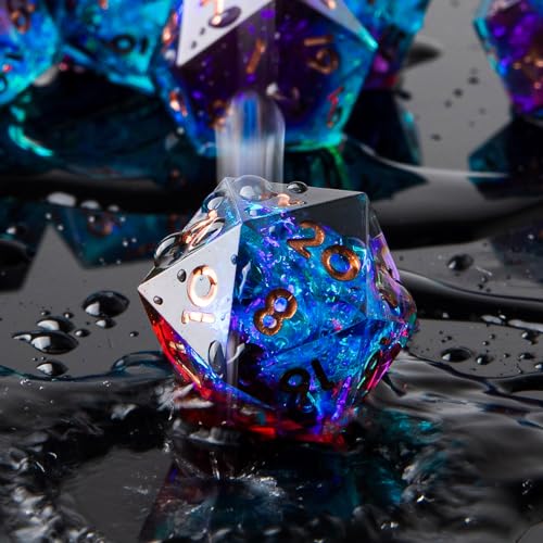 YEMEKO Sharp Edge DND Dice Set Handmade 7 Accessories Dice for Dungeons and Dragons TTRPG Games MultiSided RPG Polyhedral Resin Sharp Edge Dice Roleplaying Games - Image 5