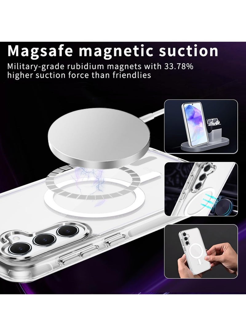URBBKING For Samsung Galaxy A55 5G Case Hard [Compatible with Magsafe Wireless Charging] Yellowing Resistant Magnetic Cover,Clear - Image 4