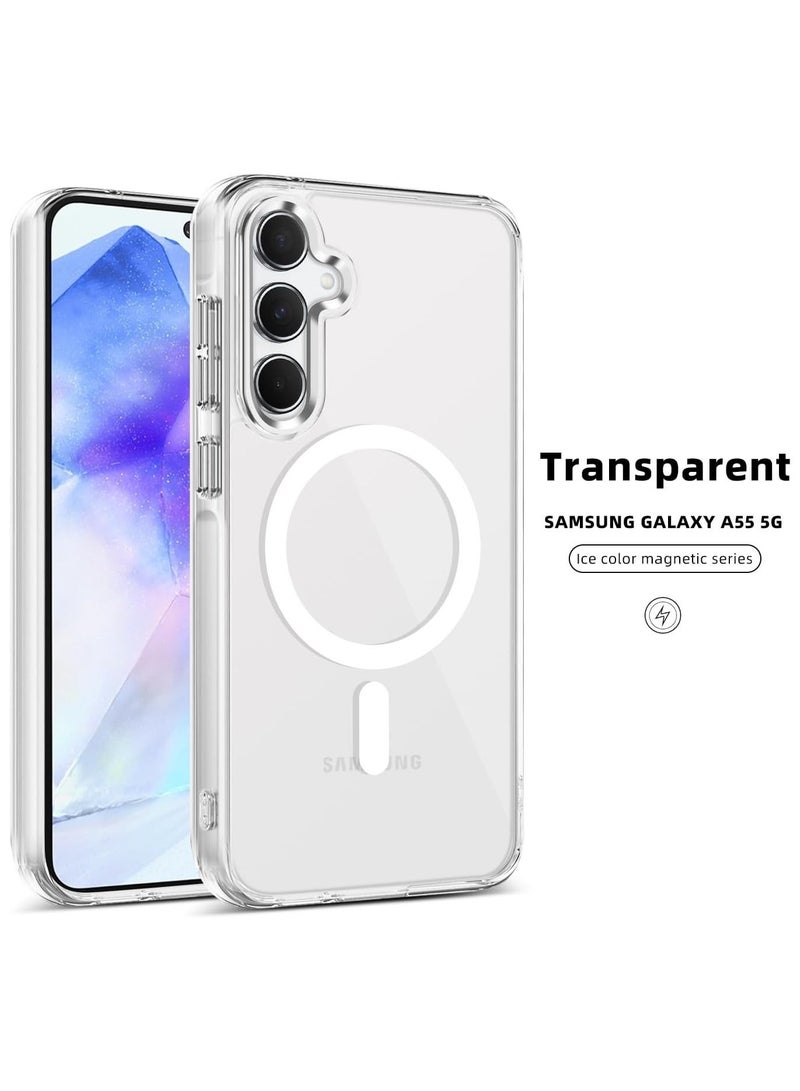 URBBKING For Samsung Galaxy A55 5G Case Hard [Compatible with Magsafe Wireless Charging] Yellowing Resistant Magnetic Cover,Clear - Image 2