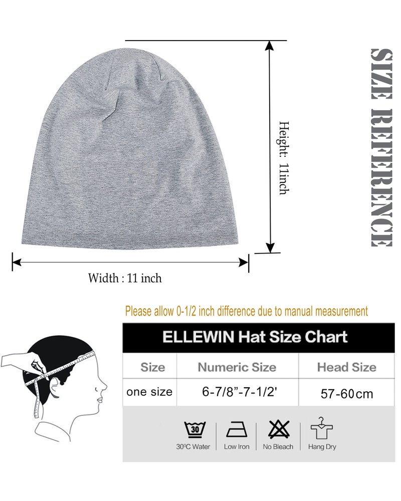 ELLEWIN Cotton Slouchy Beanie Hip-Hop Soft Lightweight Summer Running Beanie Adult Skull Hats Cap for Men Women - Image 4