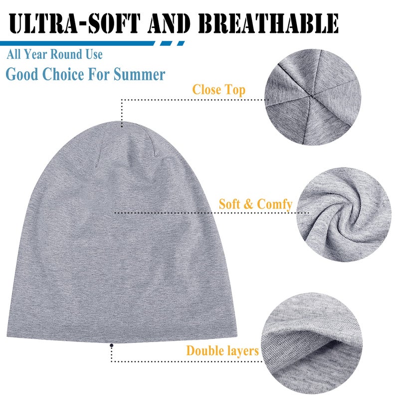 ELLEWIN Cotton Slouchy Beanie Hip-Hop Soft Lightweight Summer Running Beanie Adult Skull Hats Cap for Men Women - Image 3