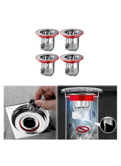 Generic Anti-Odor Floor Drain Set - Shower Waste Water Drainer with Backflow Prevention, Sewer Core Plug, One-Way Drain Valve - Pack of 4 for a Cleaner Bathroom Environment.  - Image 1