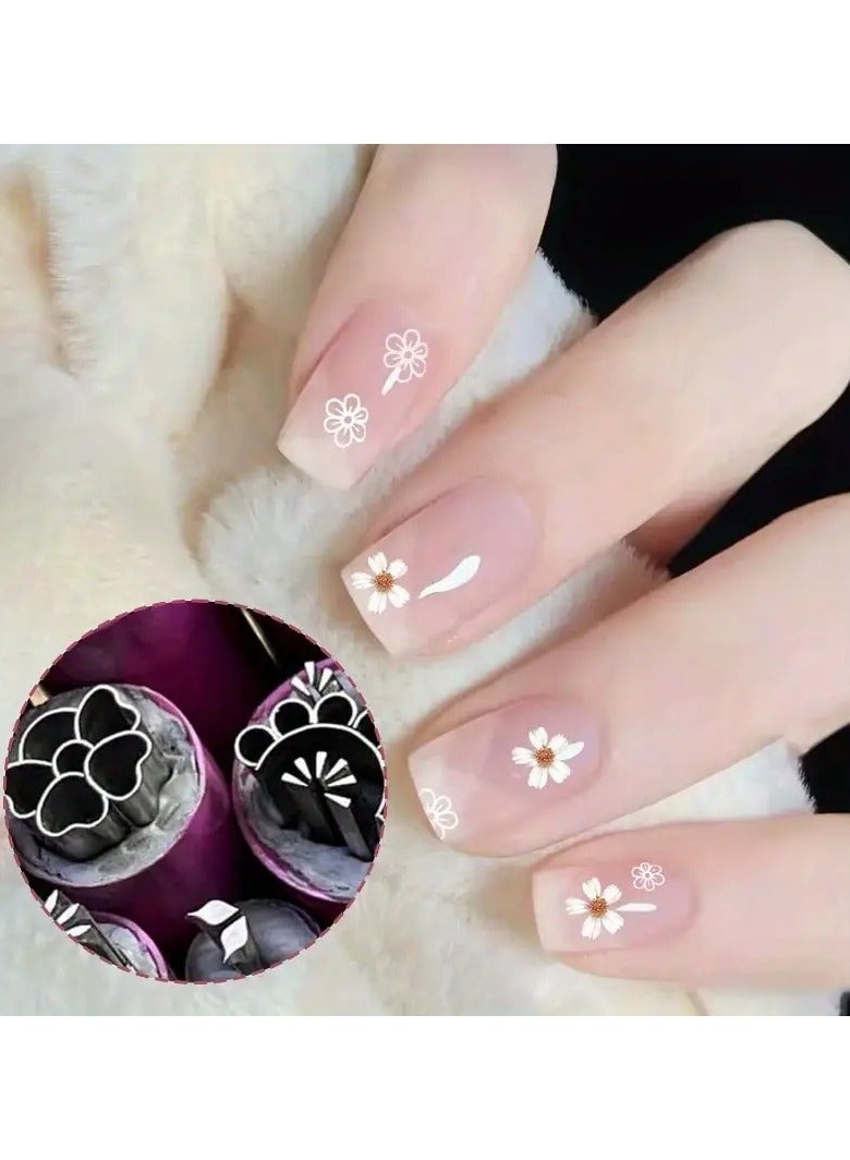 LANGMANNI مجموعة أقلام طباعة الأظافر 6/10/15 قطعة - لوحات طباعة أظافر بنمط الزهور، مجموعة طابعات أظافر خالية من الكحول، أدوات تزيين الأظافر بتصاميم متنوعة للنساء، ملحقات احترافية لفن الأظافر - Image 5