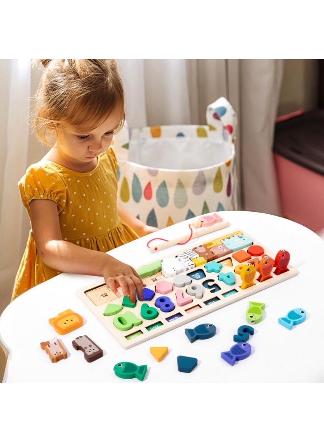 F.A.M.S Wooden Montessori Educational Puzzle Board – 3-in-1 Magnetic Fishing Game, Numbers 1-10, Shapes, Animals – Early Learning Toy for Toddlers, Boys & Girls, Preschool Cognitive Development - Image 5
